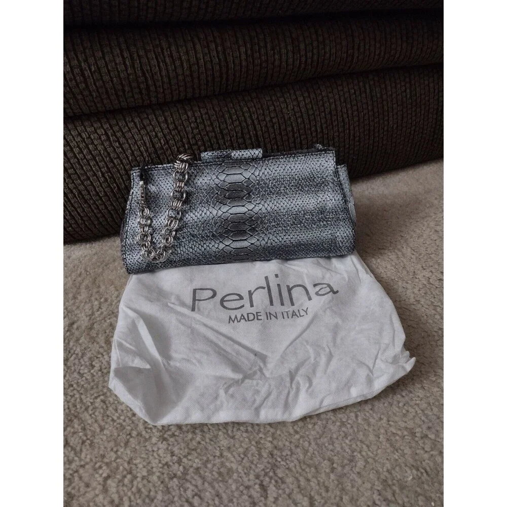 Perlina black, gray and white handbag